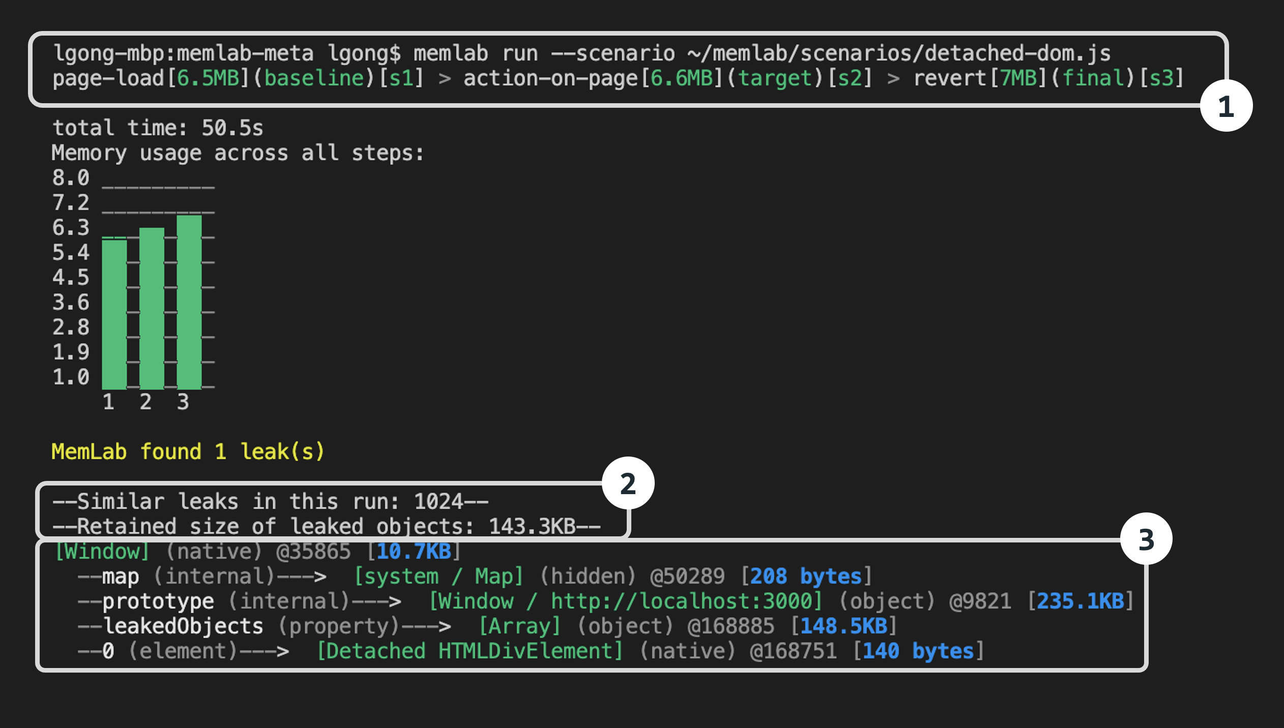 memlab run result